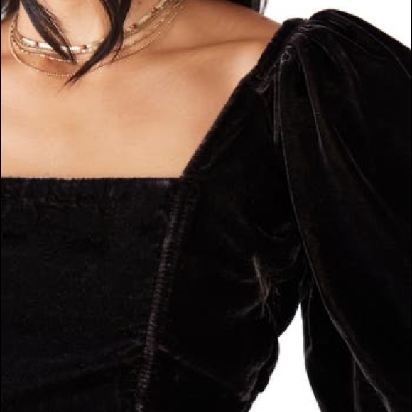 NWT Free People Black Velvet Marie Open Back Top M - Picture 3 of 7
